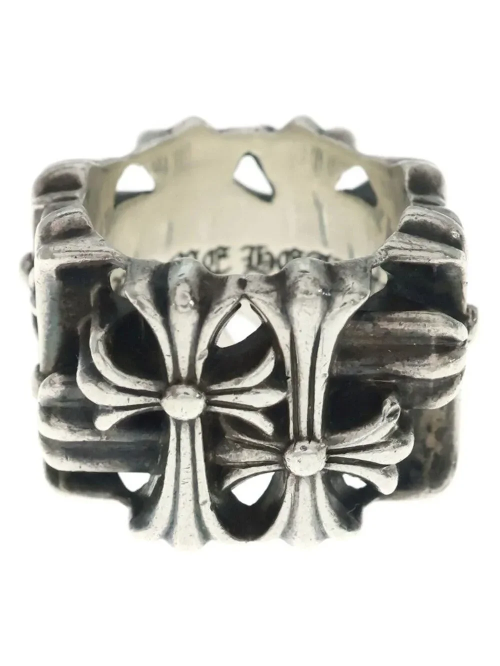 Chrome Hearts Square Cemetery Cross Ring Silver